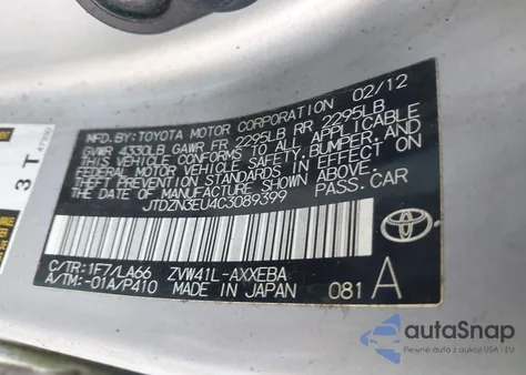 2012 Toyota Prius V Five from USA, damaged, VIN JTDZN3EU4C3089399